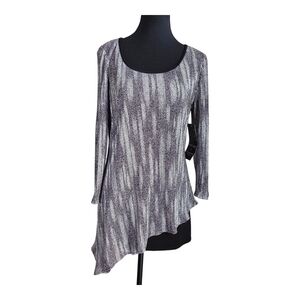 Frank Lyman Design Black and Silver  Asymmetrical Tunic Size 8